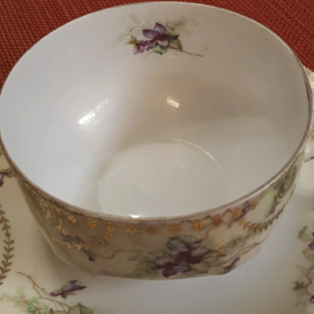 Austria Floral Cup and Saucer Trimmed in Gold - Picture 3 of 4